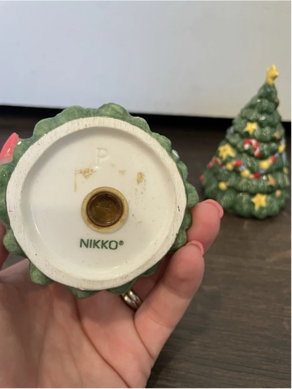 Nikko Christmas Tree Salt And Pepper Shakers Ceramic 4” Tall Festive Vintage